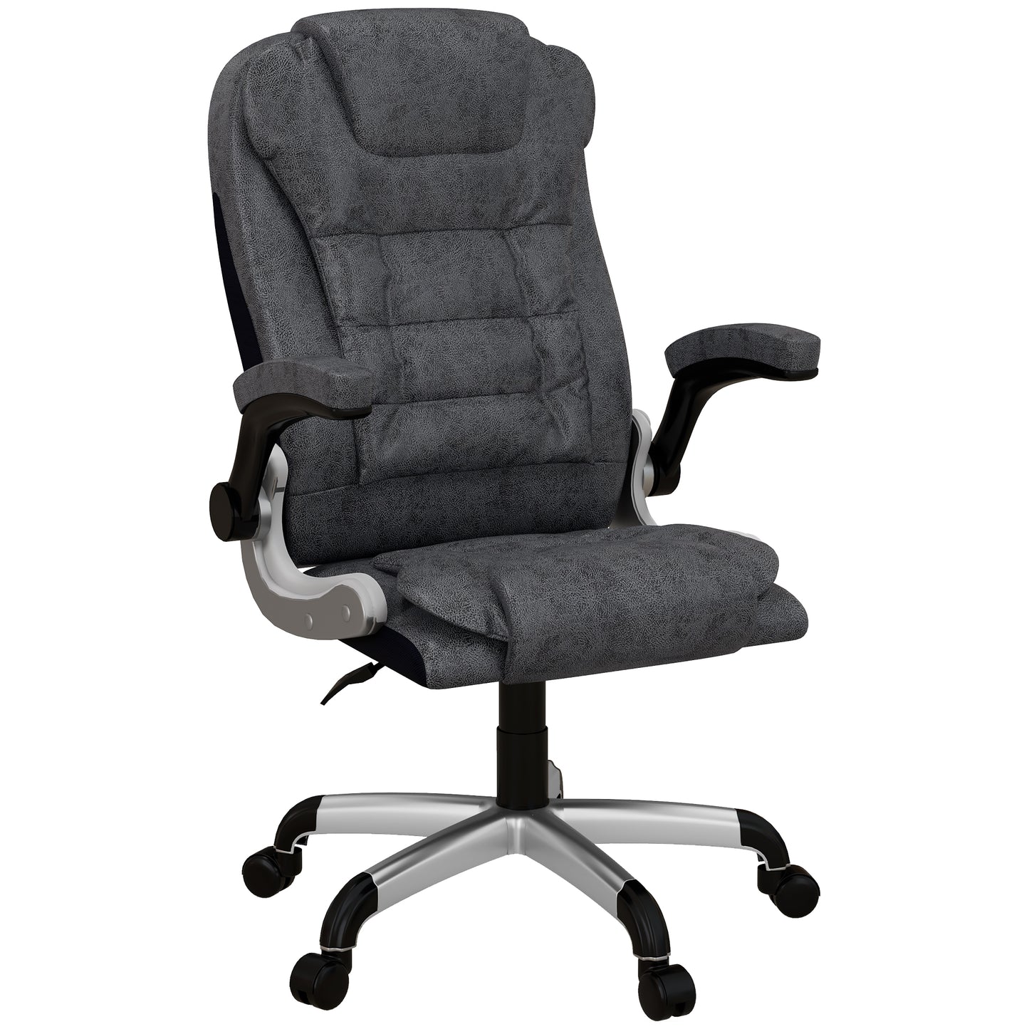 Heavy Duty Microfibre Office Chair with Flip-up Arms, Charcoal Grey (400 lbs Capacity)