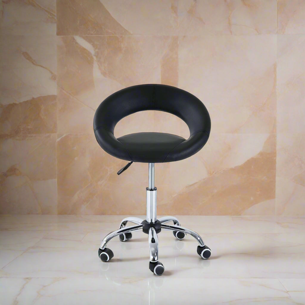 Adjustable Hydraulic Moon Salon Stool with Swivel and Wheels