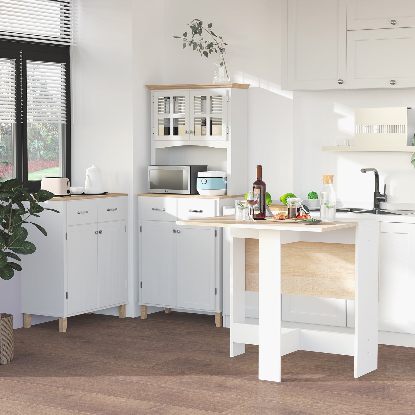 Drop Leaf Folding Dining Table with Expandable Surface