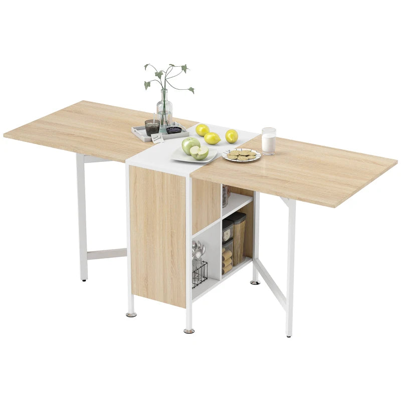 Multi-Use Folding Dining Table with 4 Storage Shelves