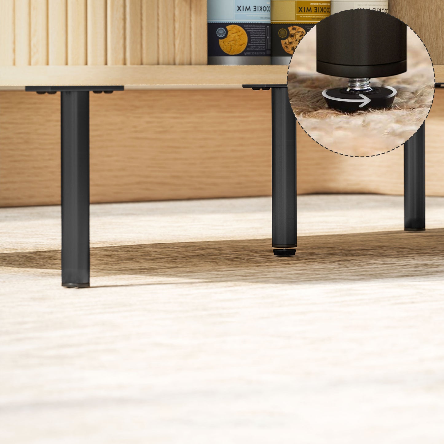 Nordic Coffee Table with Sliding Tambour Doors, Oak