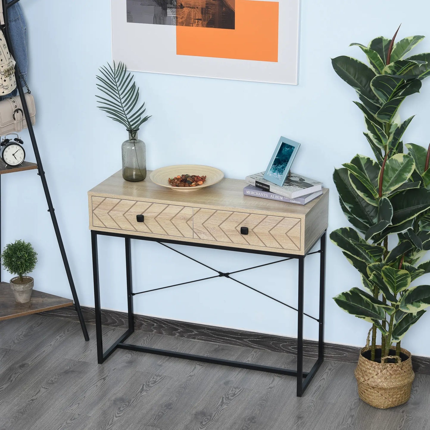 36" Industrial Console Table with 2 Storage Drawers