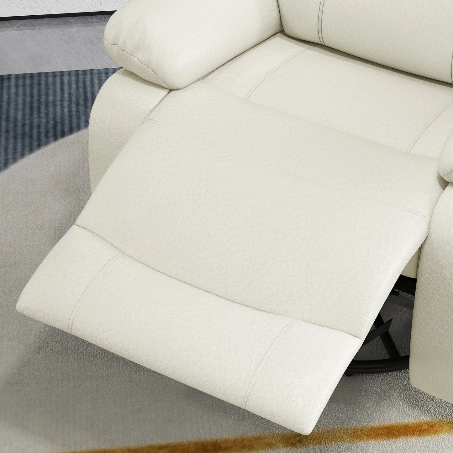 PU Leather Massage Recliner Chair with Swivel Base, Cream White
