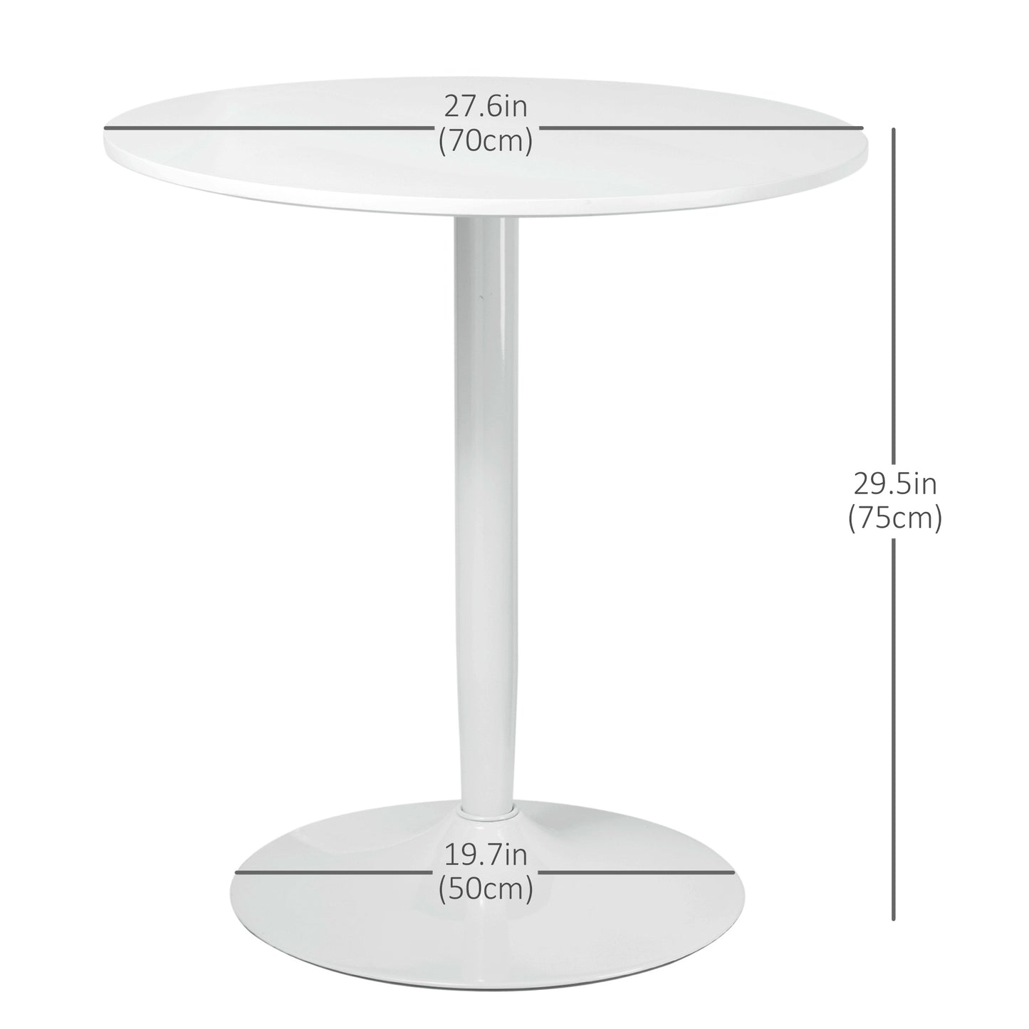 Modern Round Dining Table for 2 - White