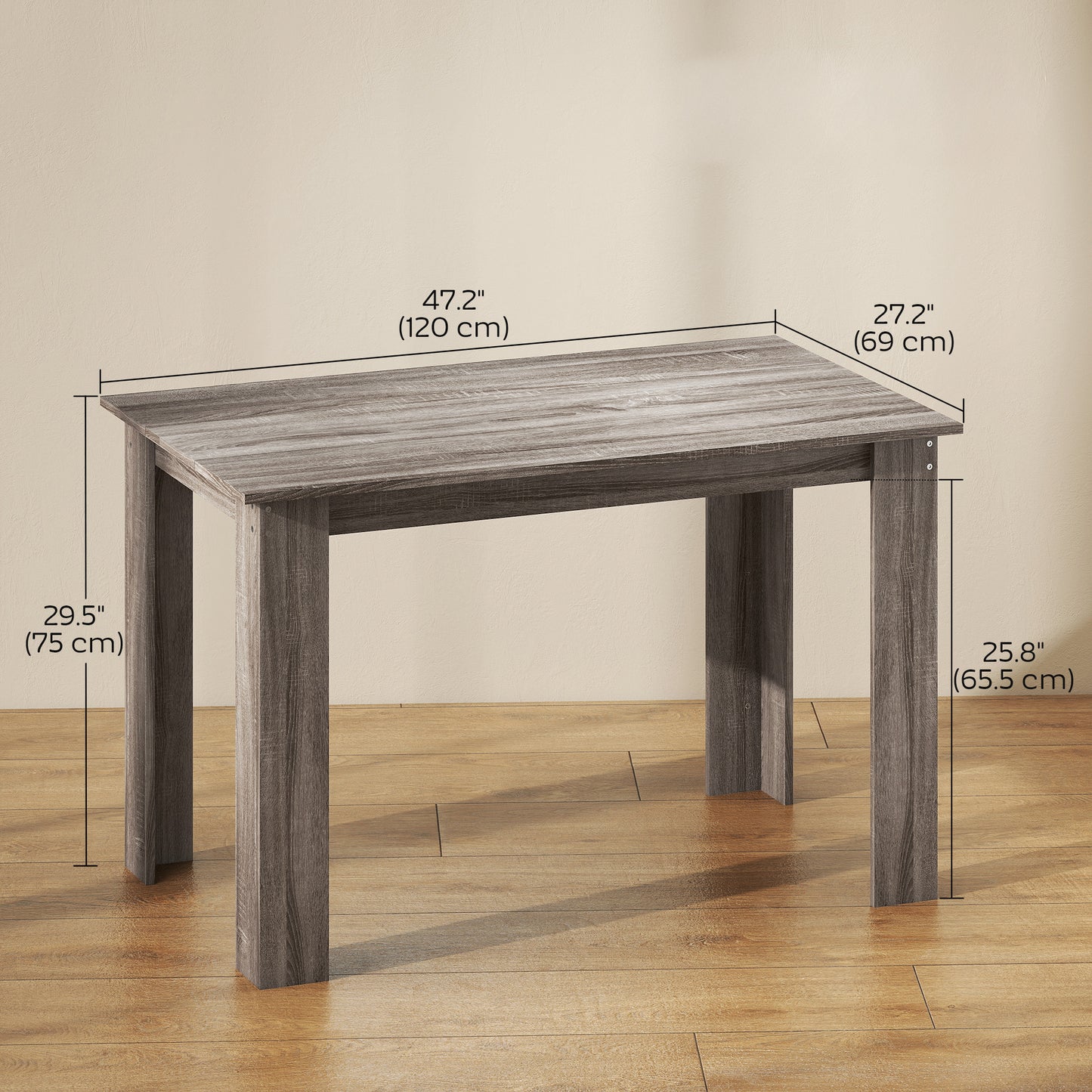 47" Kitchen Table for 4-6 People - Light Gray
