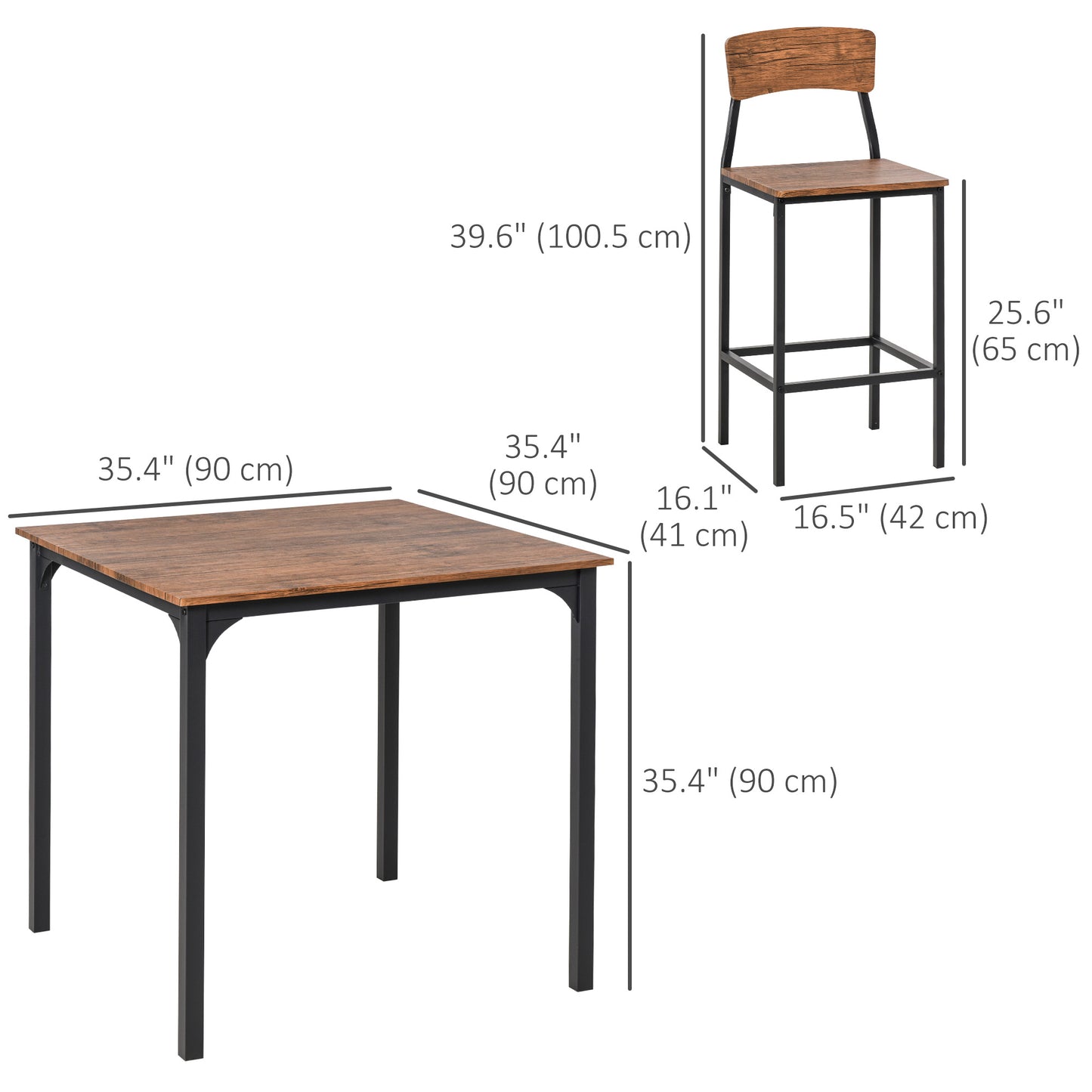5-Piece Industrial Counter Height Dining Set - Walnut