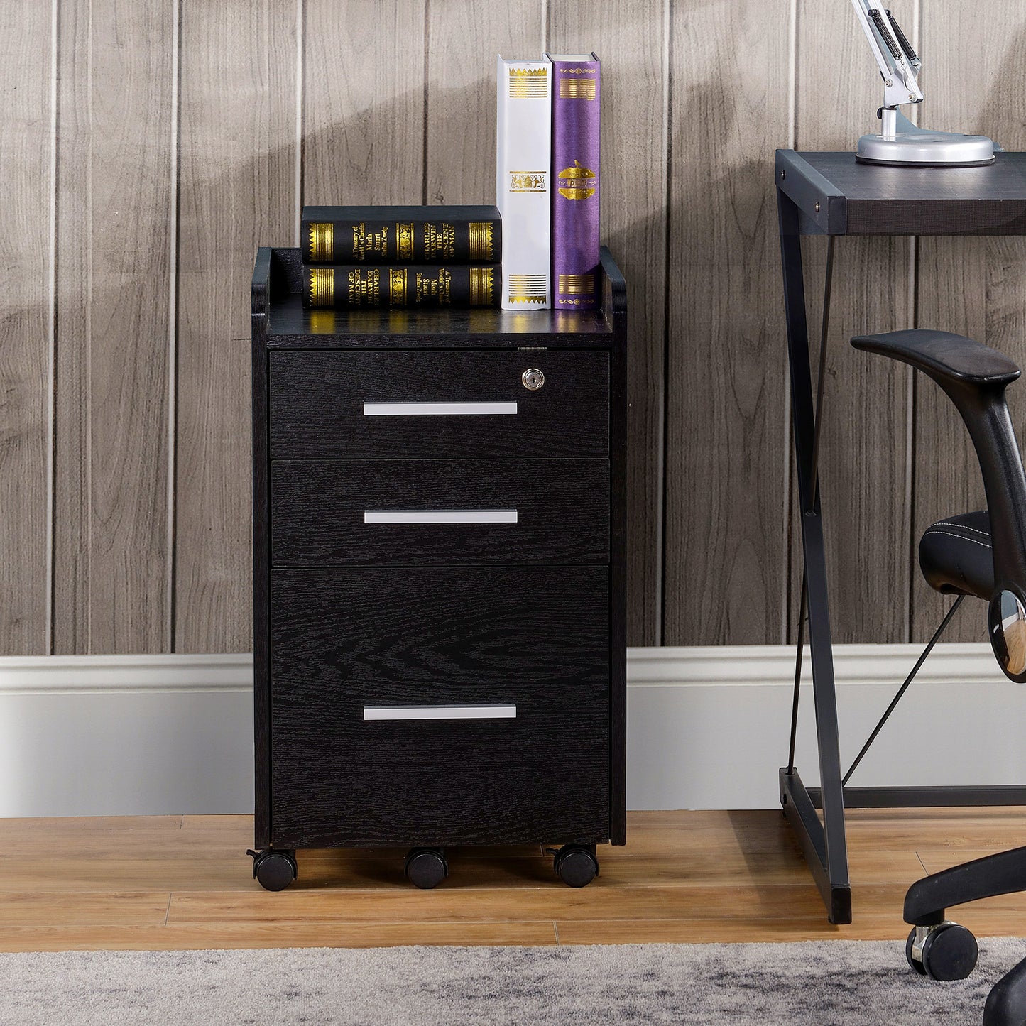 Mobile Under Desk File Cabinet with Lock and Wheels