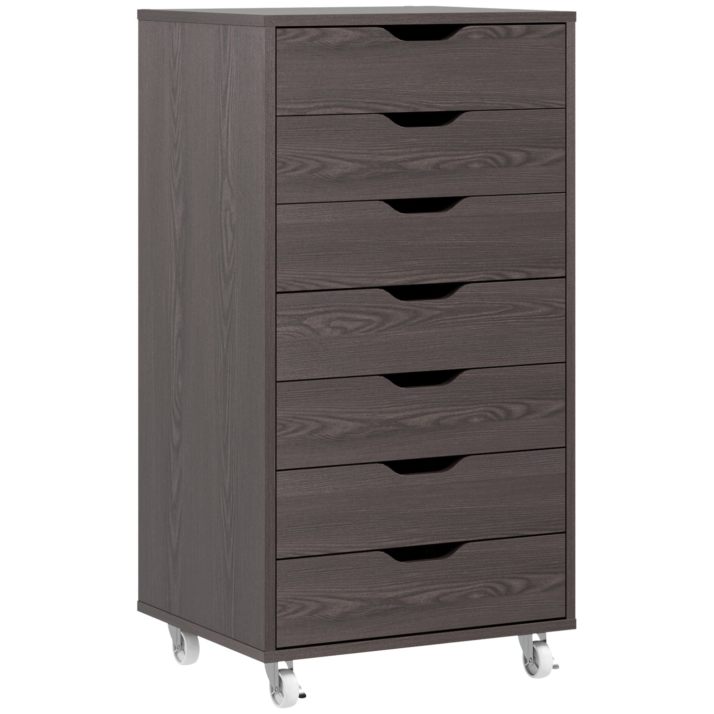 7-Drawer Mobile Storage Cabinet for Home Office - Grey Wood Grain