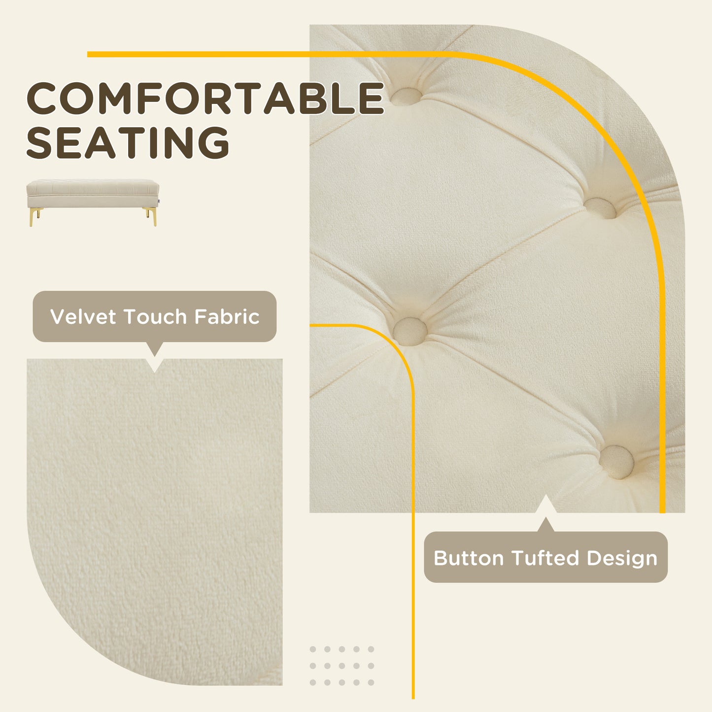 Button-Tufted Bench – Premium Upholstered Seating