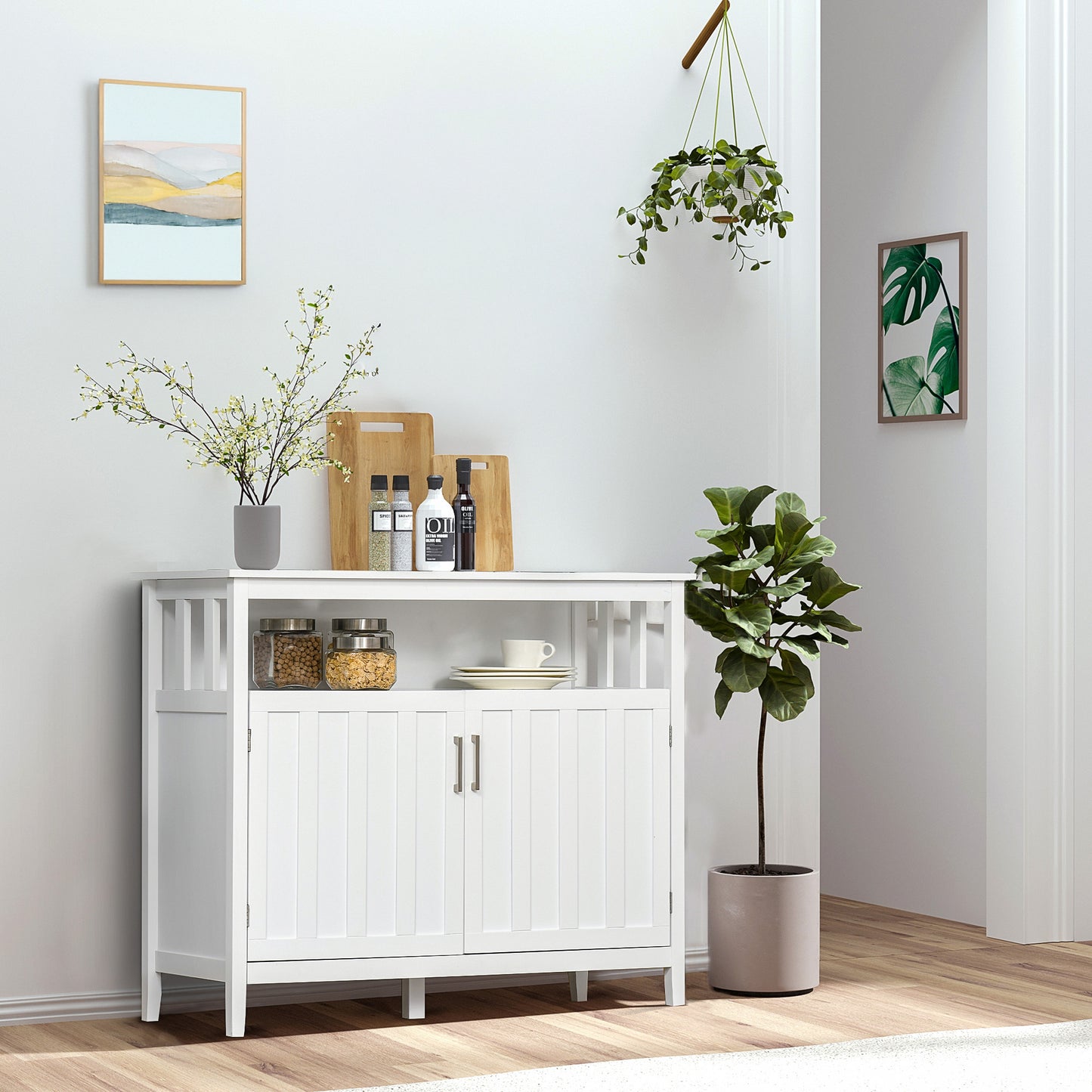 42" Storage Cabinet with 2 Doors and Adjustable Shelving, White
