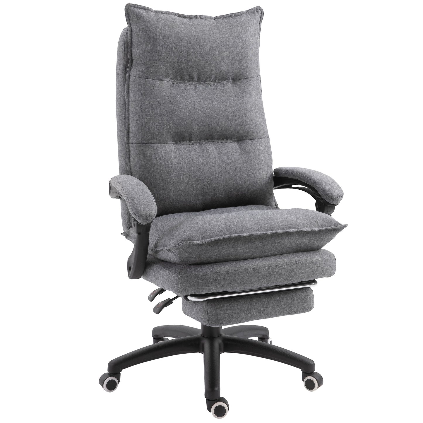 Ergonomic Reclining Office Chair with Double Padding and Footrest, Gray