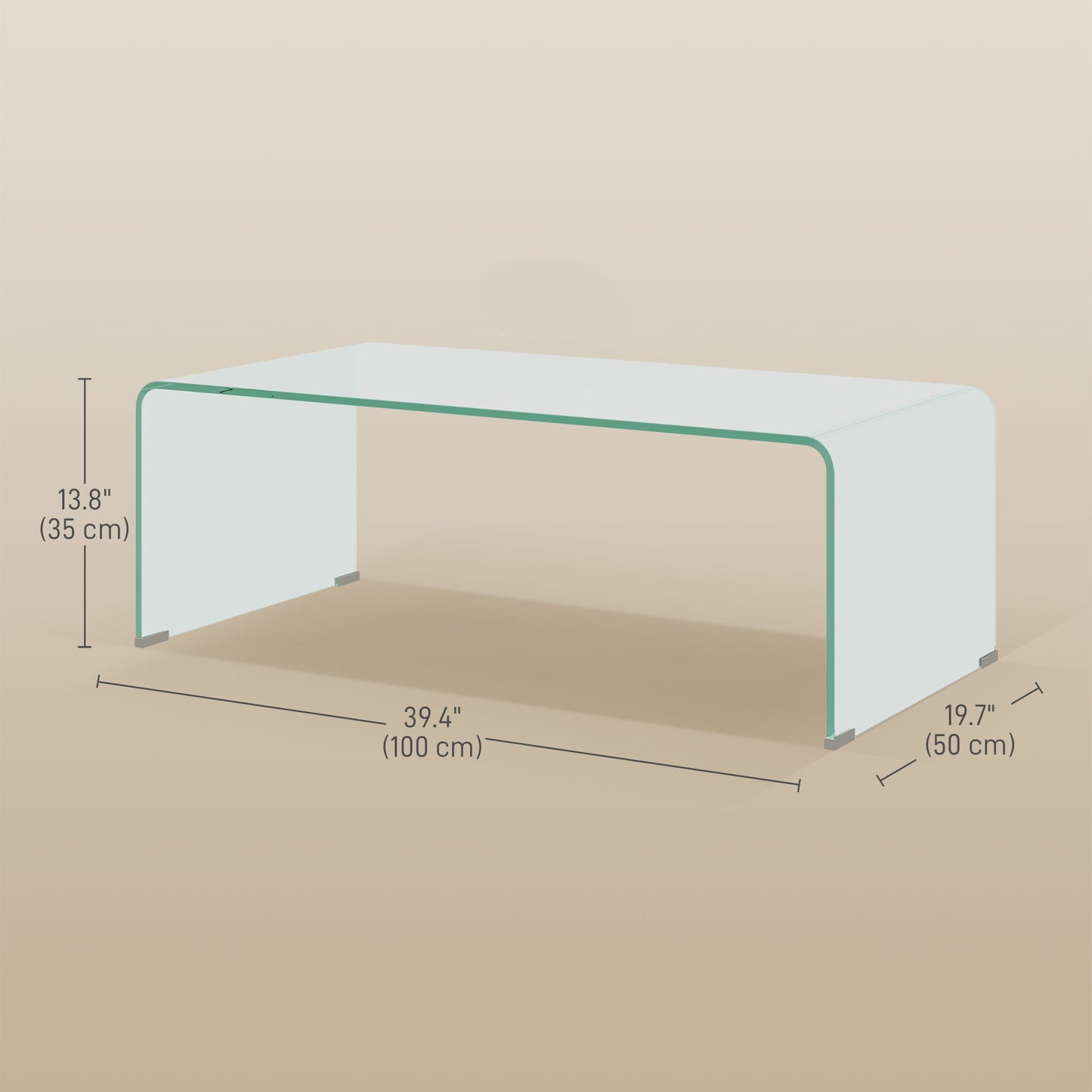 Modern One-Piece Molded Glass Coffee Table - Clear