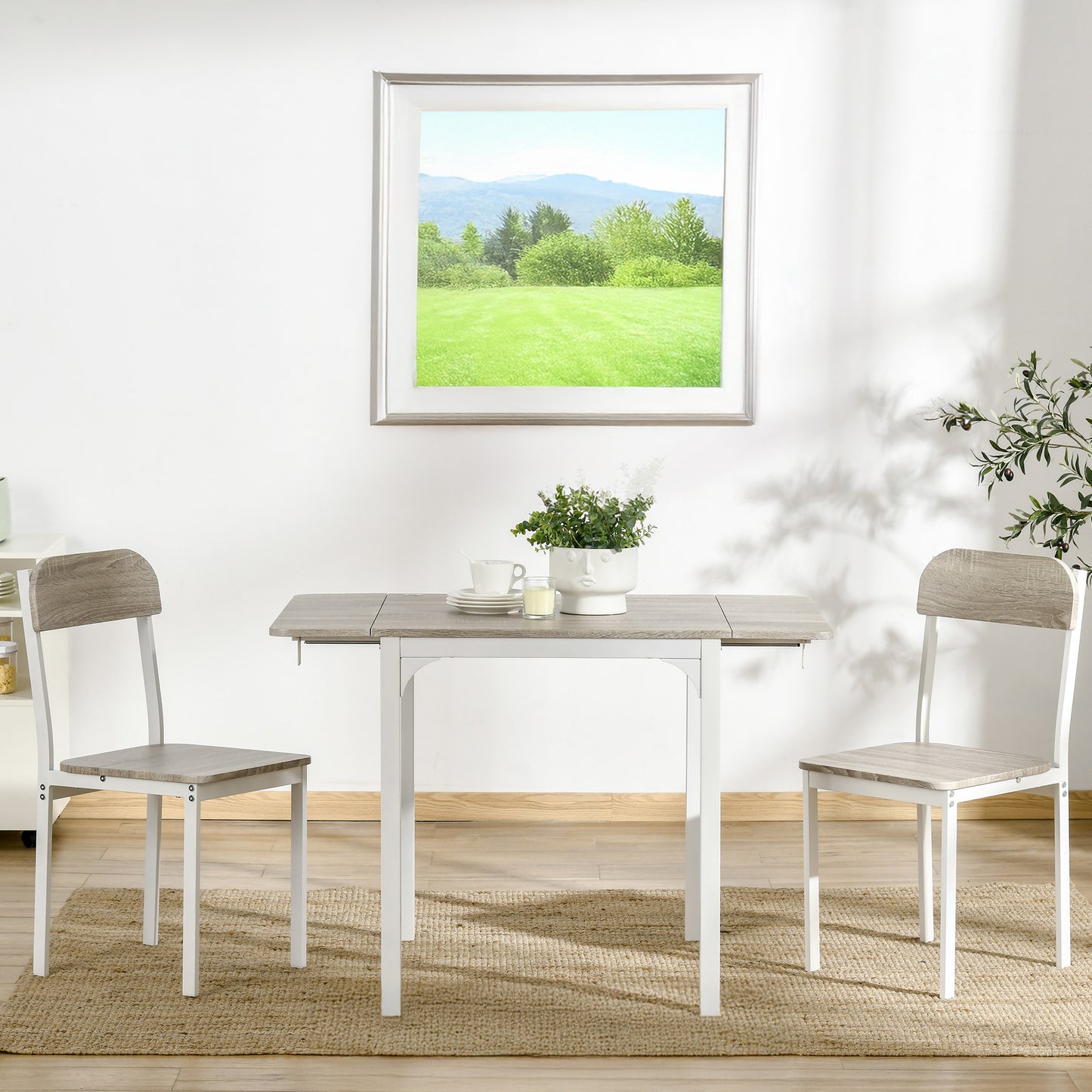 3-Piece Drop Leaf Dining Set with Table and 2 Chairs