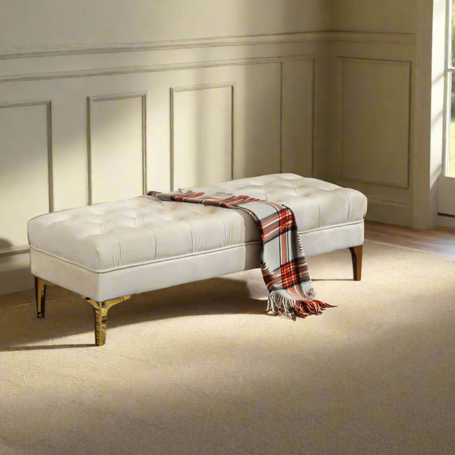 Button-Tufted Bench – Premium Upholstered Seating
