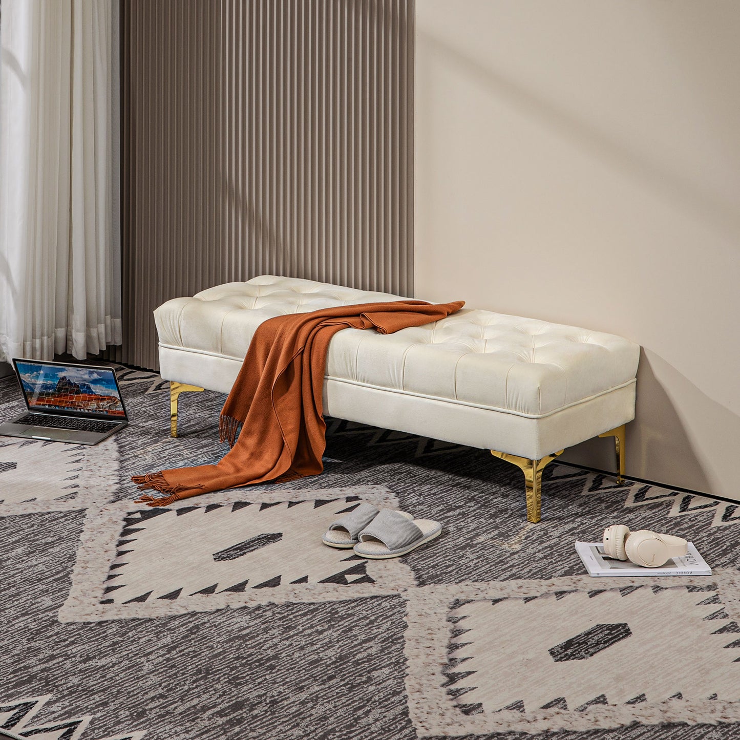 Button-Tufted Bench – Premium Upholstered Seating