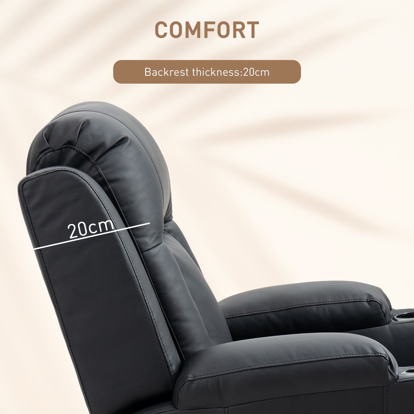 360° Swivel Massage Recliner Chair with Cup Holders, Black