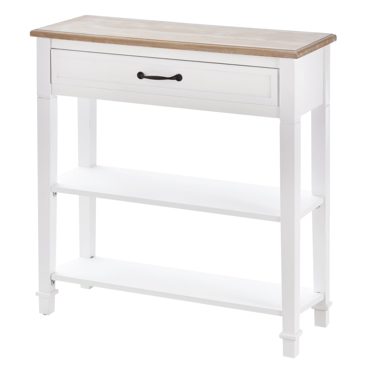 30" Console Table with Retro Design and Multi-Level Storage, White