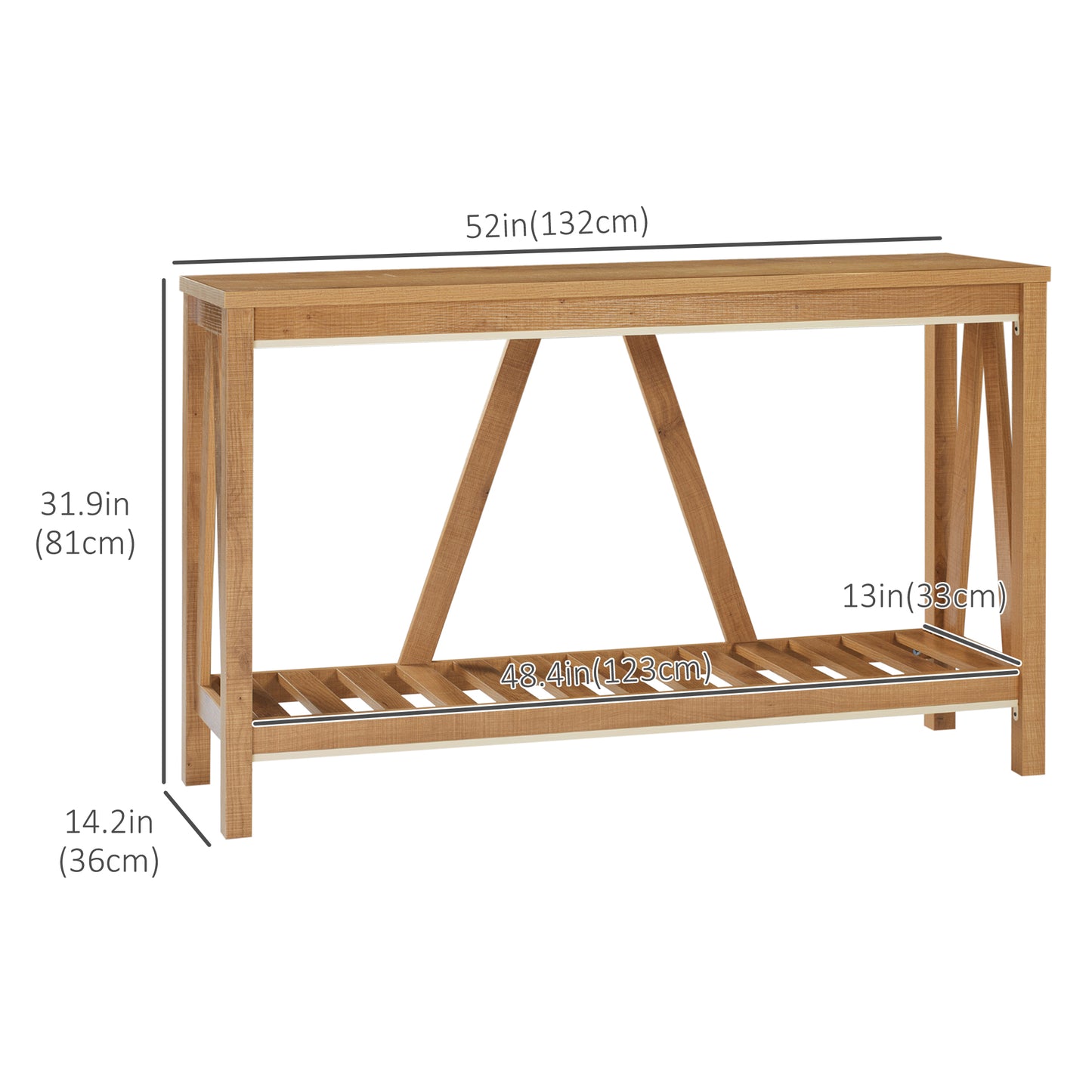 Rustic Brown Farmhouse Console Table with Storage