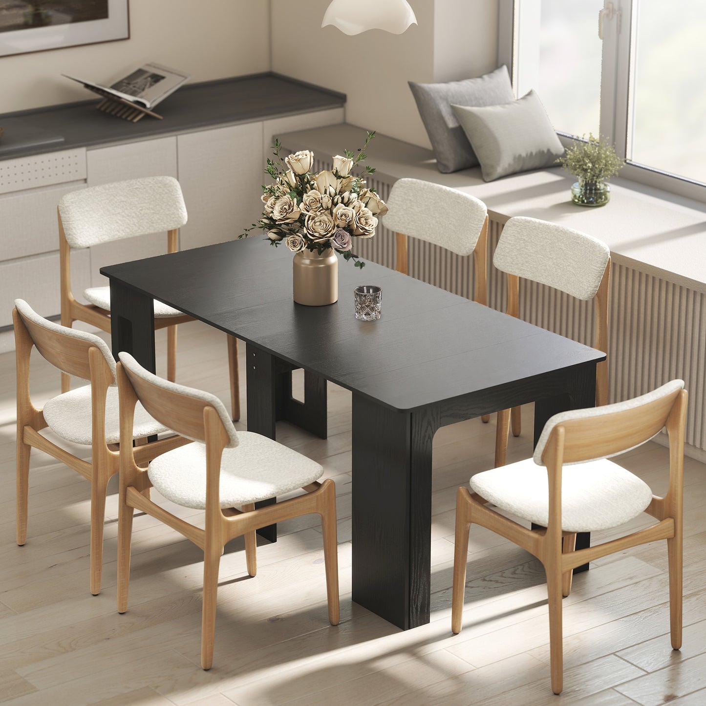Extendable Dining Table for Small Spaces - Distressed Black