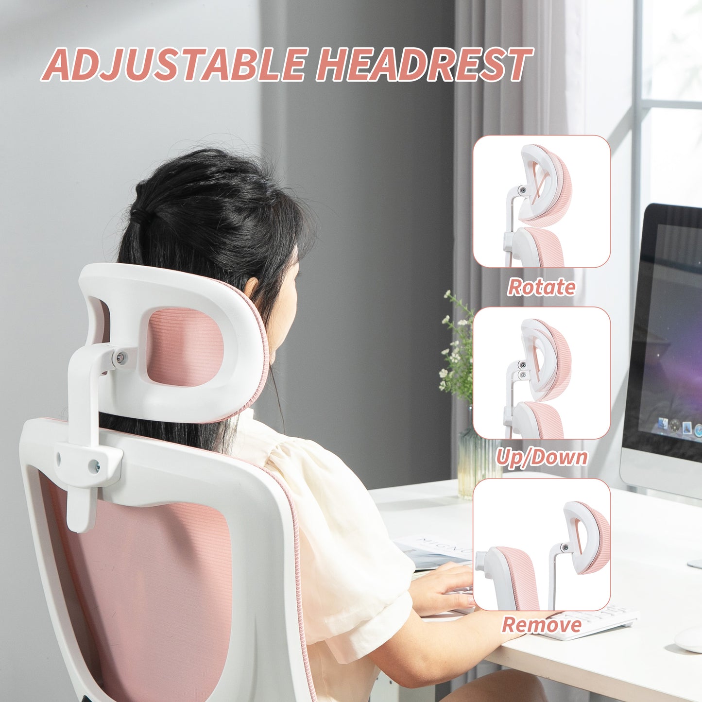 Ergonomic Mesh Office Chair - Pink