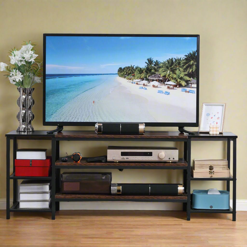 Industrial Open Shelf TV Stand for 65" TVs