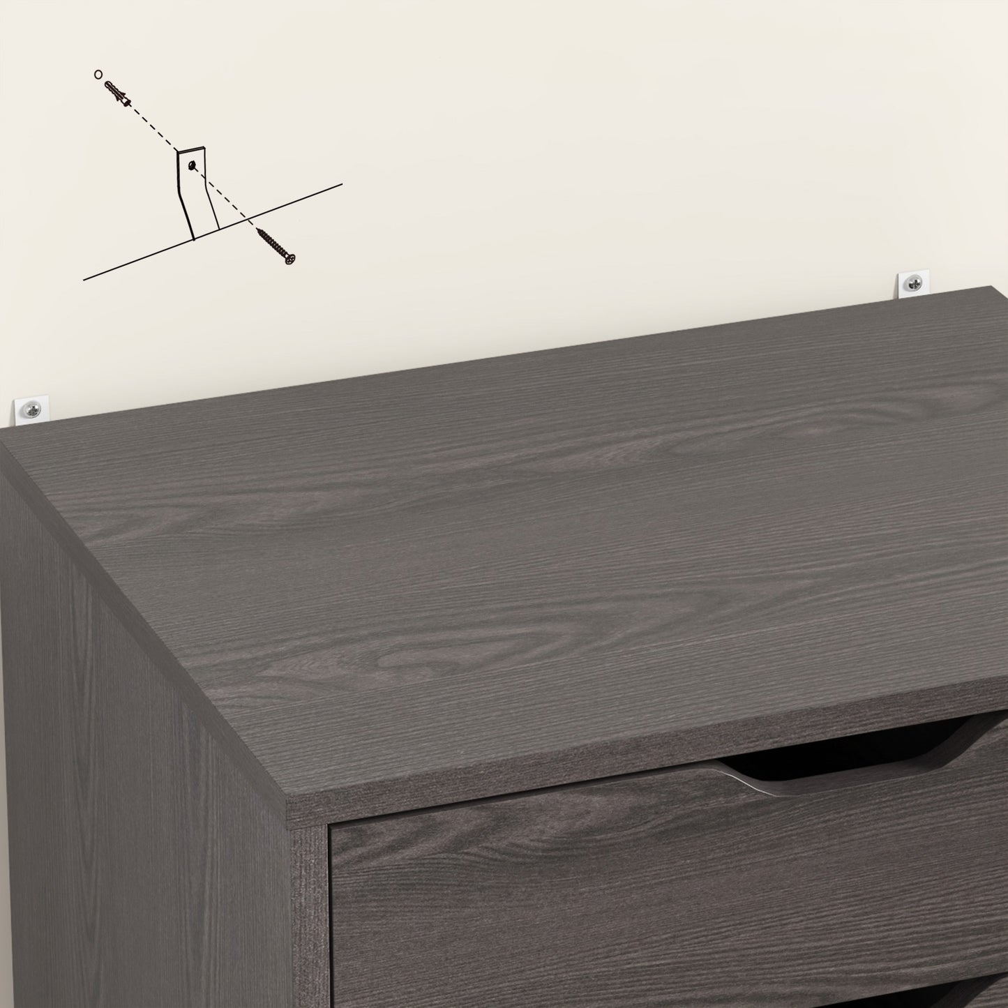 7-Drawer Mobile Storage Cabinet for Home Office - Grey Wood Grain