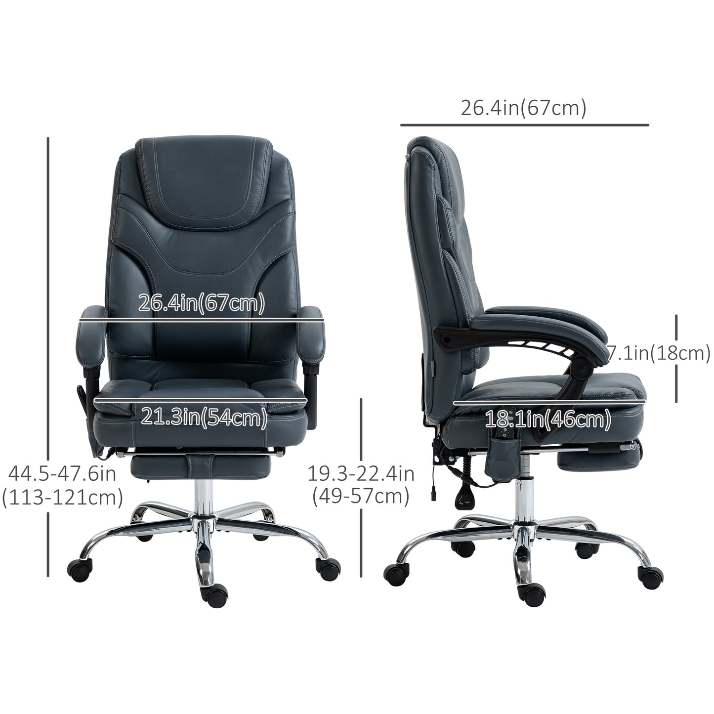 Premium Heated Massage Office Chair with Recliner & Footrest