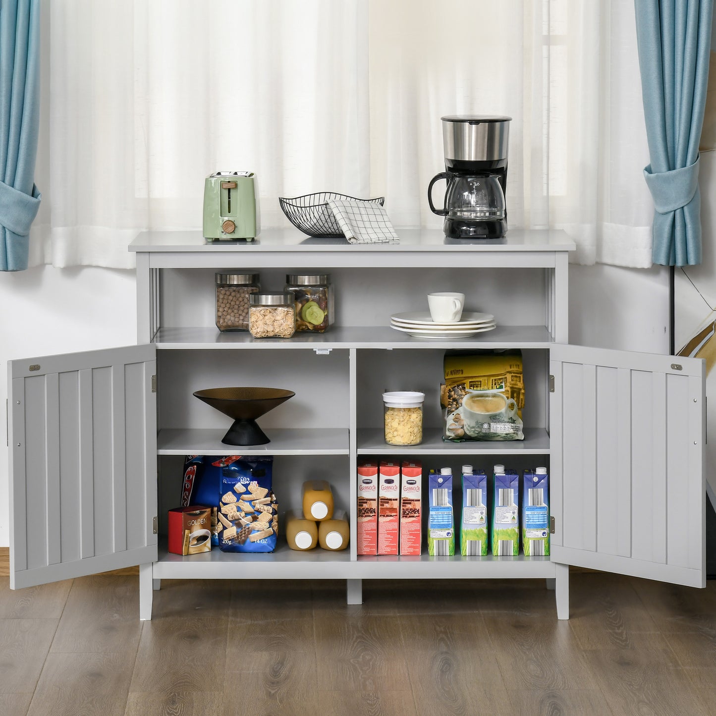 42" Storage Cabinet with 2 Doors and Adjustable Shelving, Gray