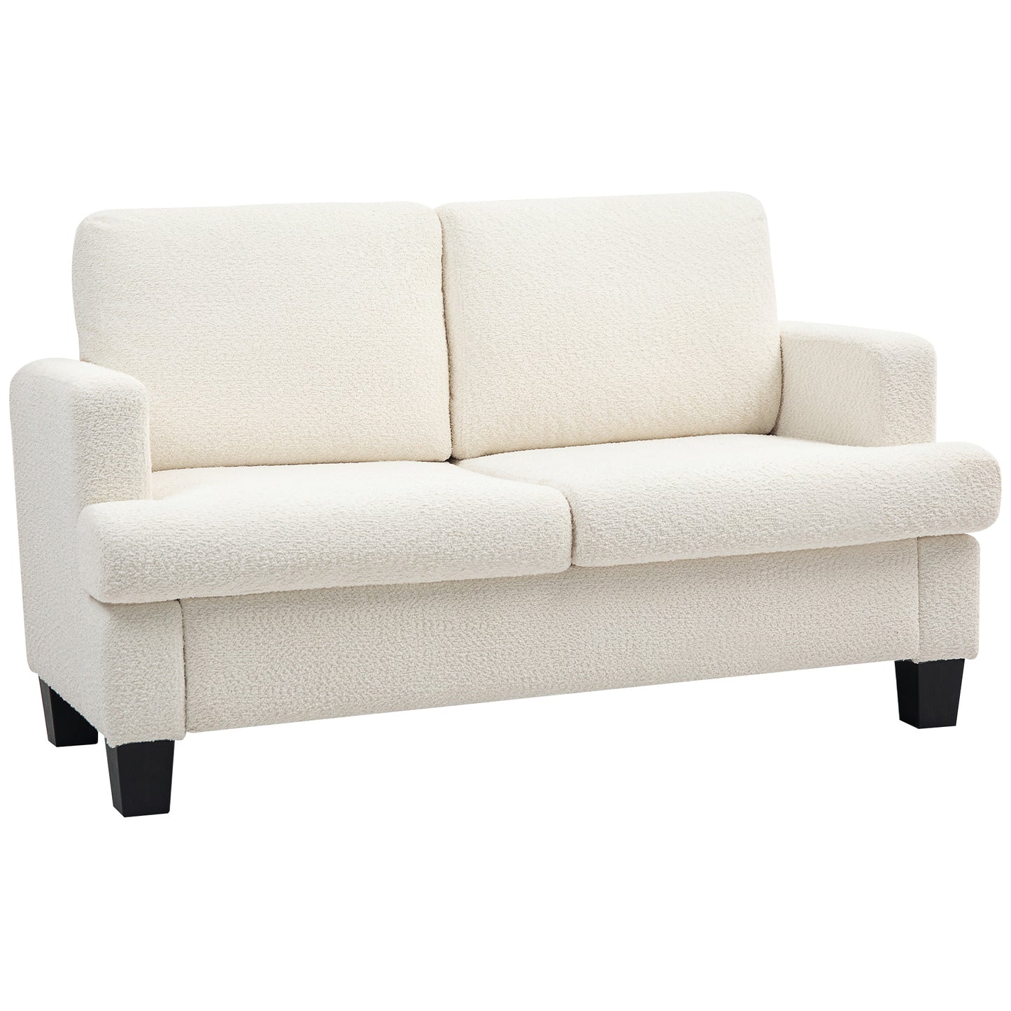 Chenille 2-Seater Loveseat with Removable Cushions - Cream White