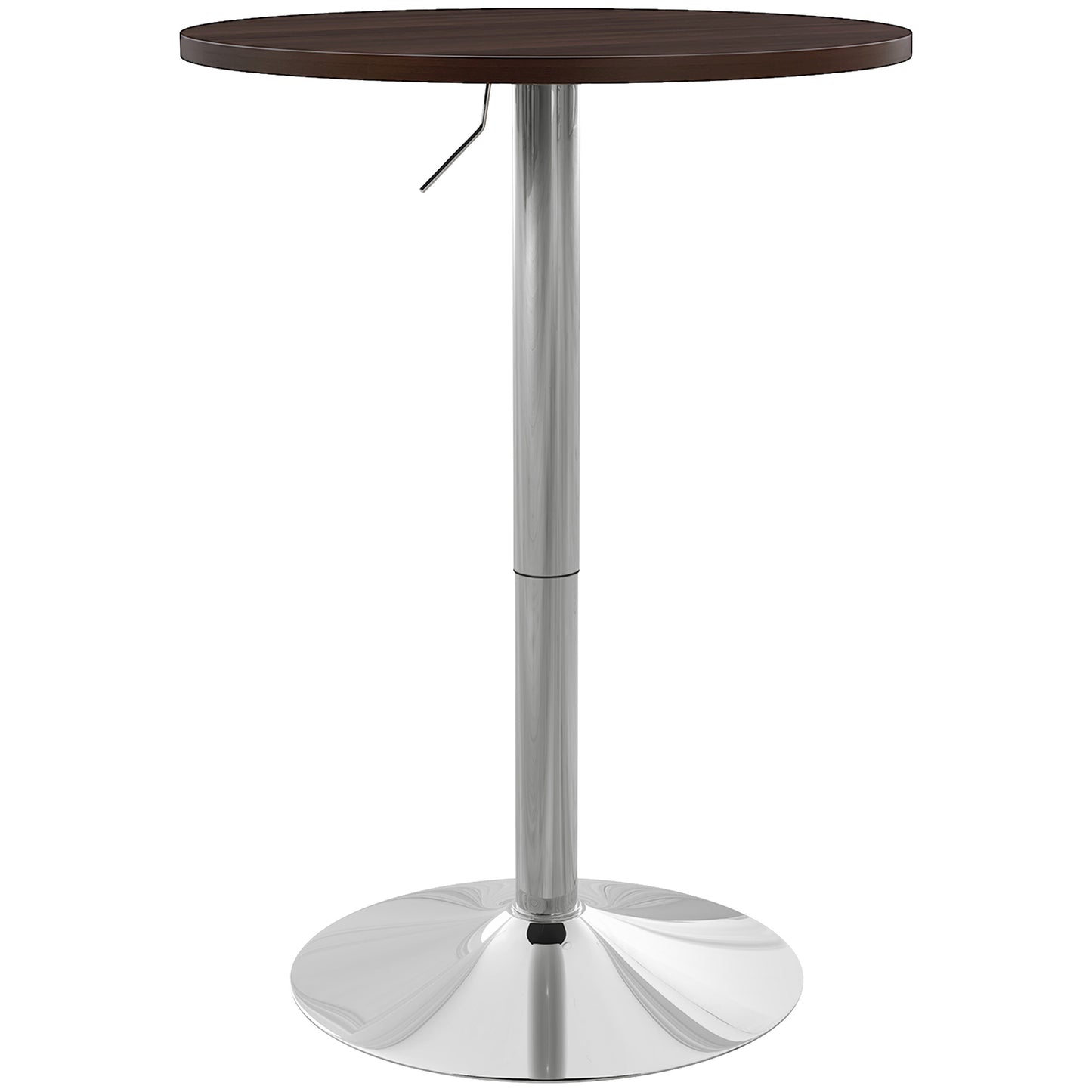 Adjustable Height Bar Table with 360° Swivel Top for 2 People, Walnut