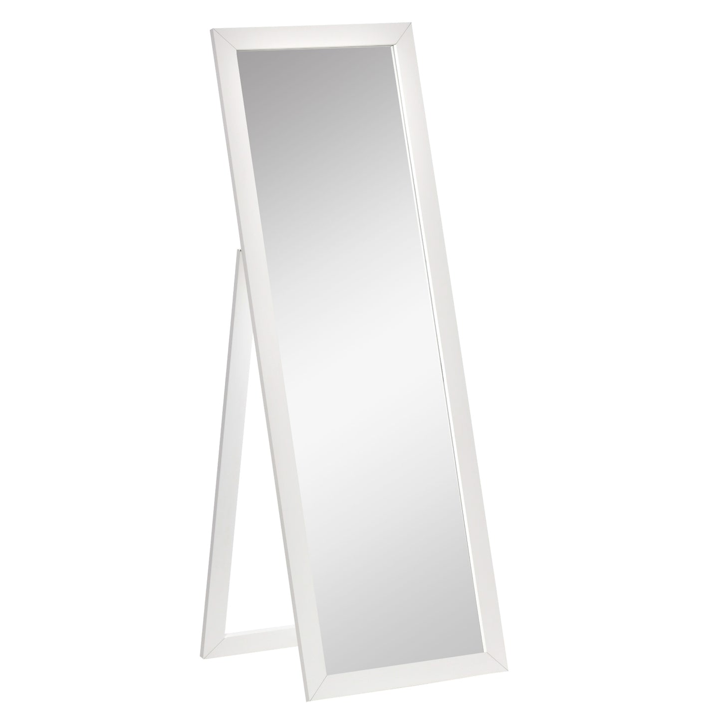 Full Length Rectangular Mirror with White Frame, 58" x 20", Floor Standing Design