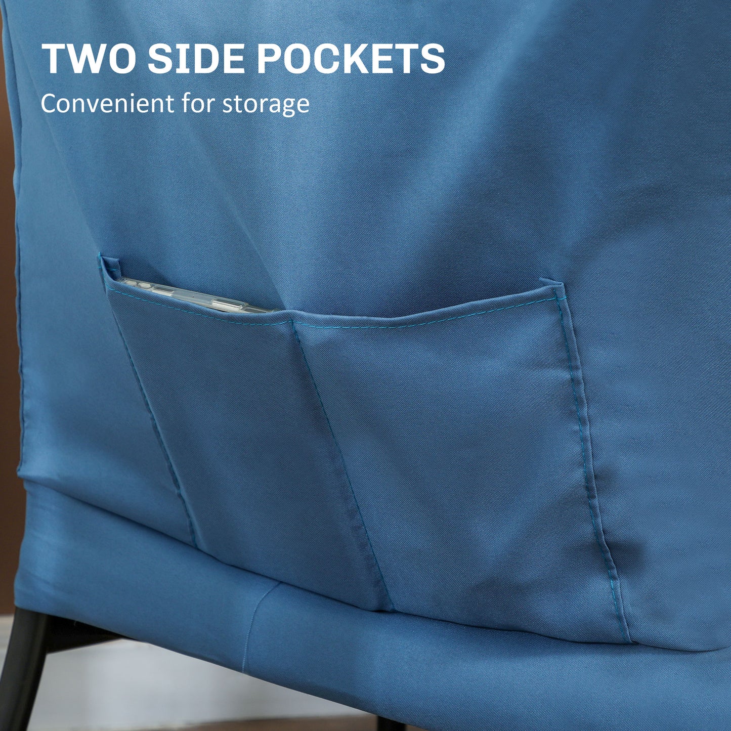 Modern Accent Chair with Storage Pockets - Blue