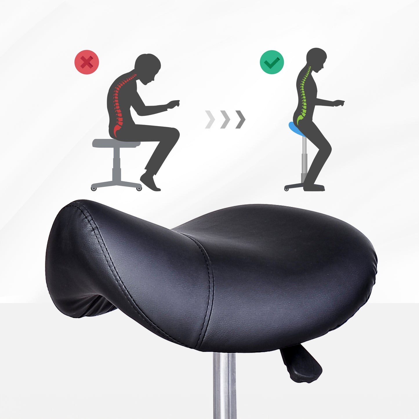 Hydraulic Swivel Saddle Stool with Adjustable Height