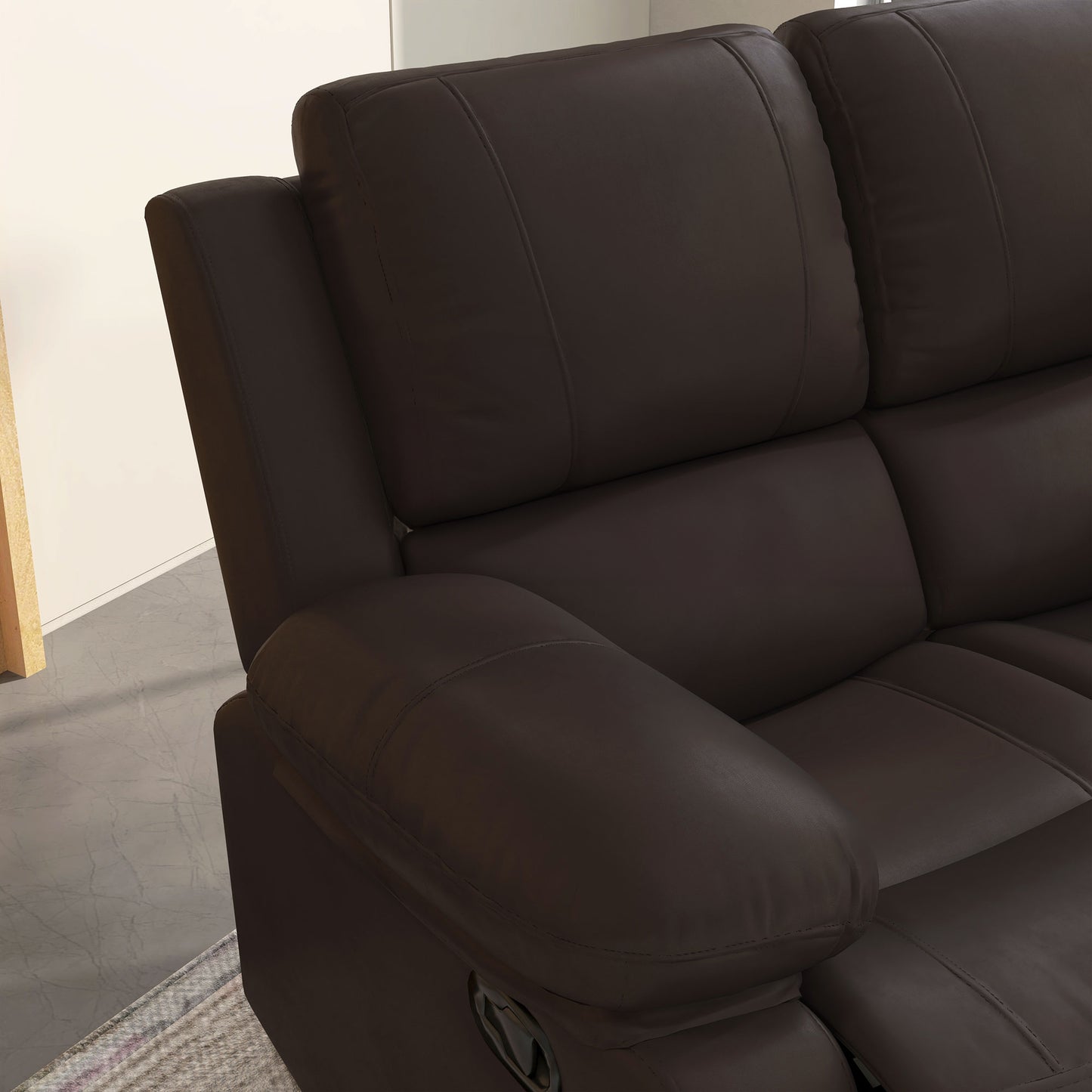 Manual Reclining Loveseat with Dual Footrests - Brown