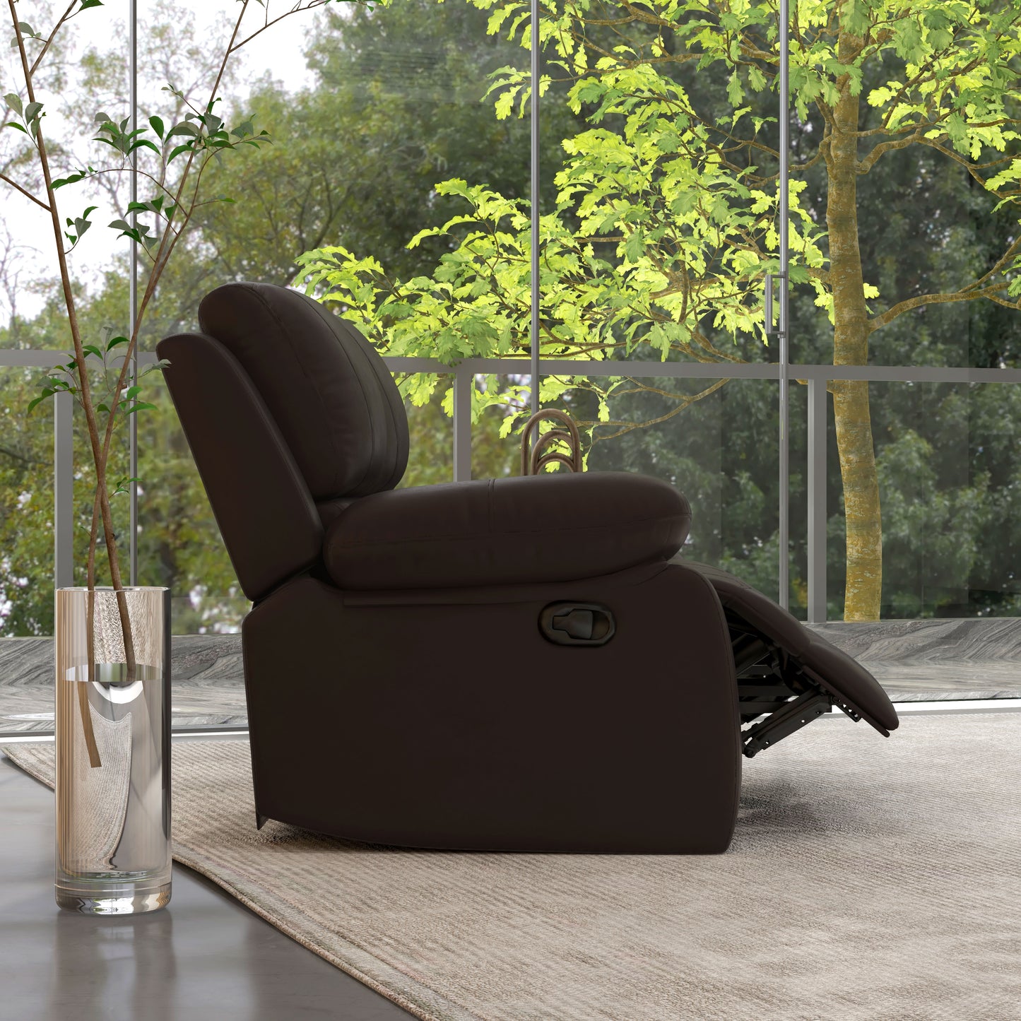 Manual Reclining Loveseat with Dual Footrests - Brown