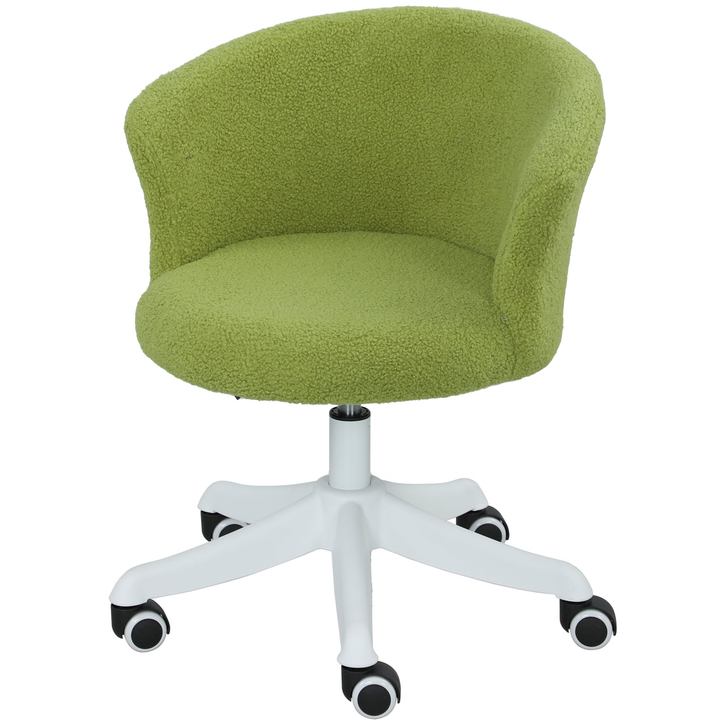 Adjustable Height Swivel Office Chair with Teddy Fleece Upholstery, Light Green
