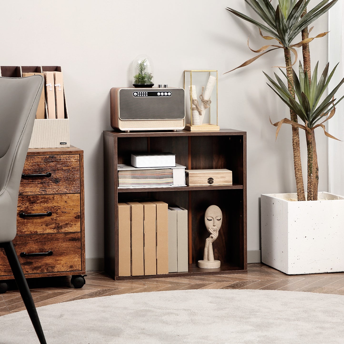 2-Tier Versatile Storage Bookshelf, Walnut