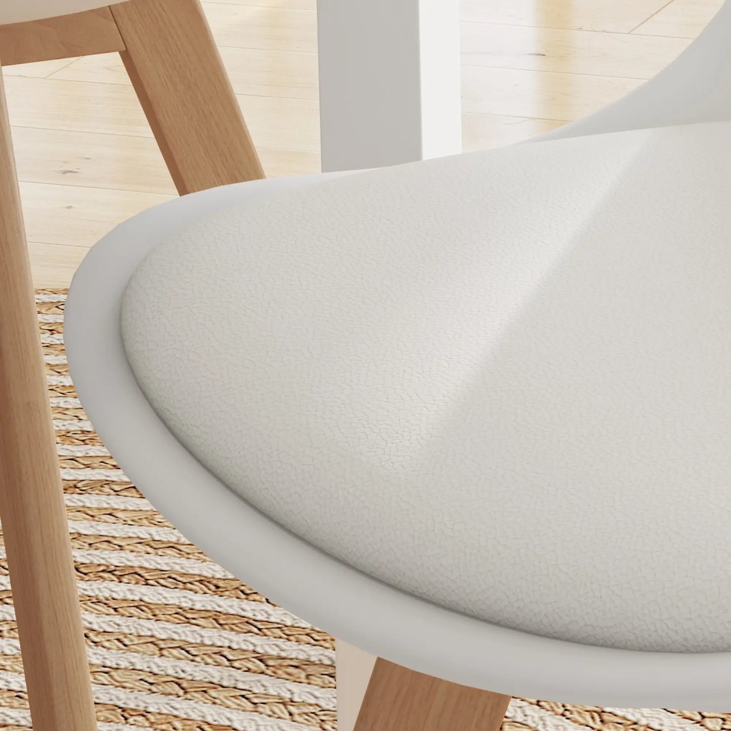 Modern Dining Chairs Set of 4 with PU Leather Cushions - White