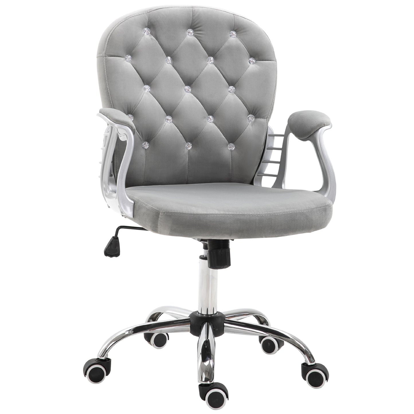 Button-Tufted Office Chair with Adjustable Height - Gray