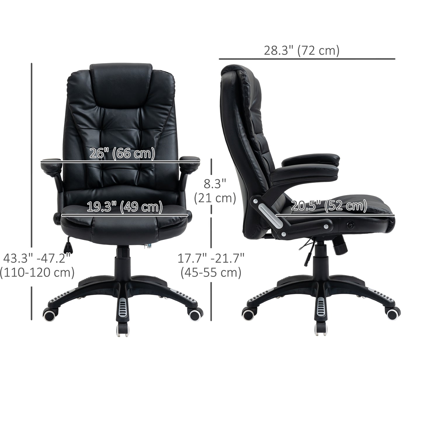 PU Leather Executive Reclining Office Chair with High Back, Black