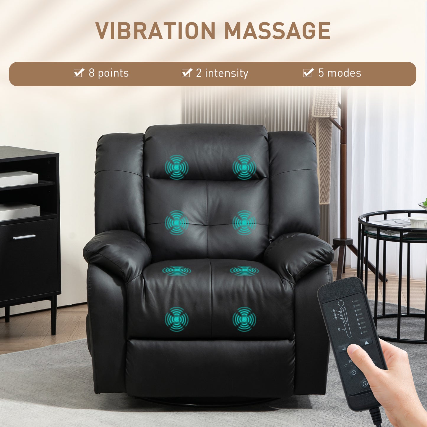 Luxury Massage Recliner Chair with 8 Vibration Points, Black