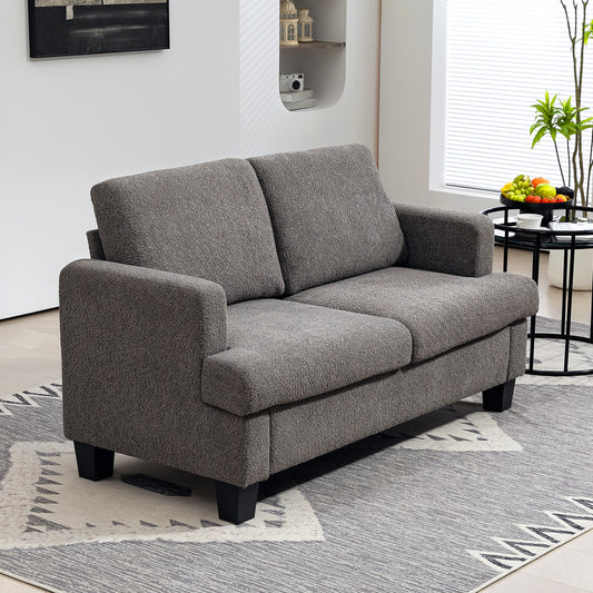 Chenille 2-Seater Loveseat with Tapered Legs - Dark Grey