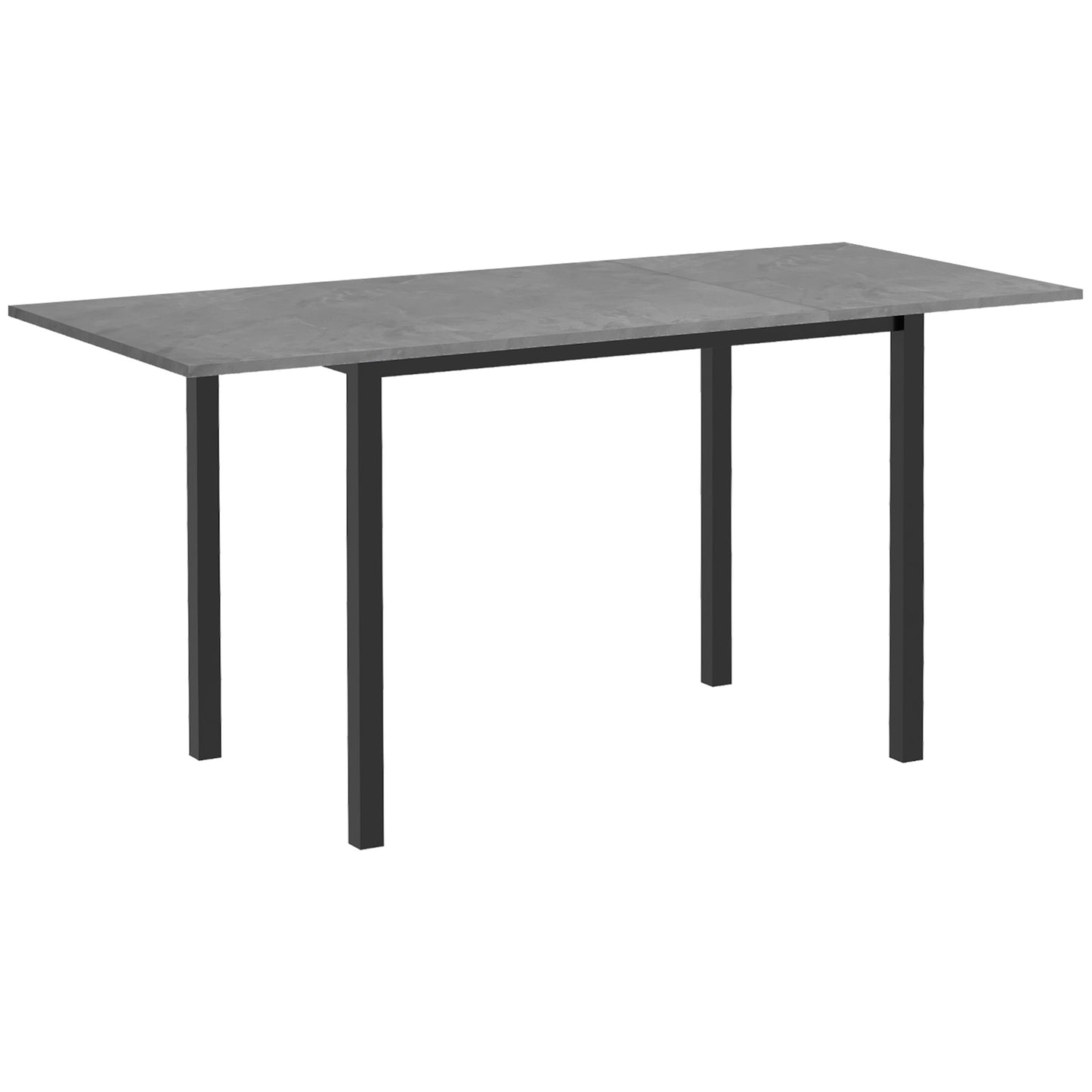Dark Grey Extendable Dining Table for 6 with Drop Leaf