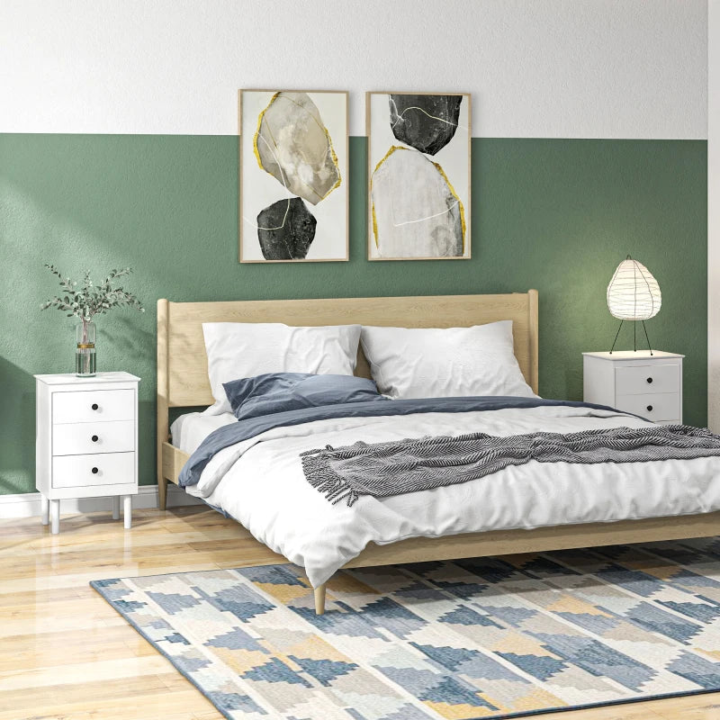 3-Drawer Modern Bedside Tables with Anti-Tip Design, White (Set of 2)