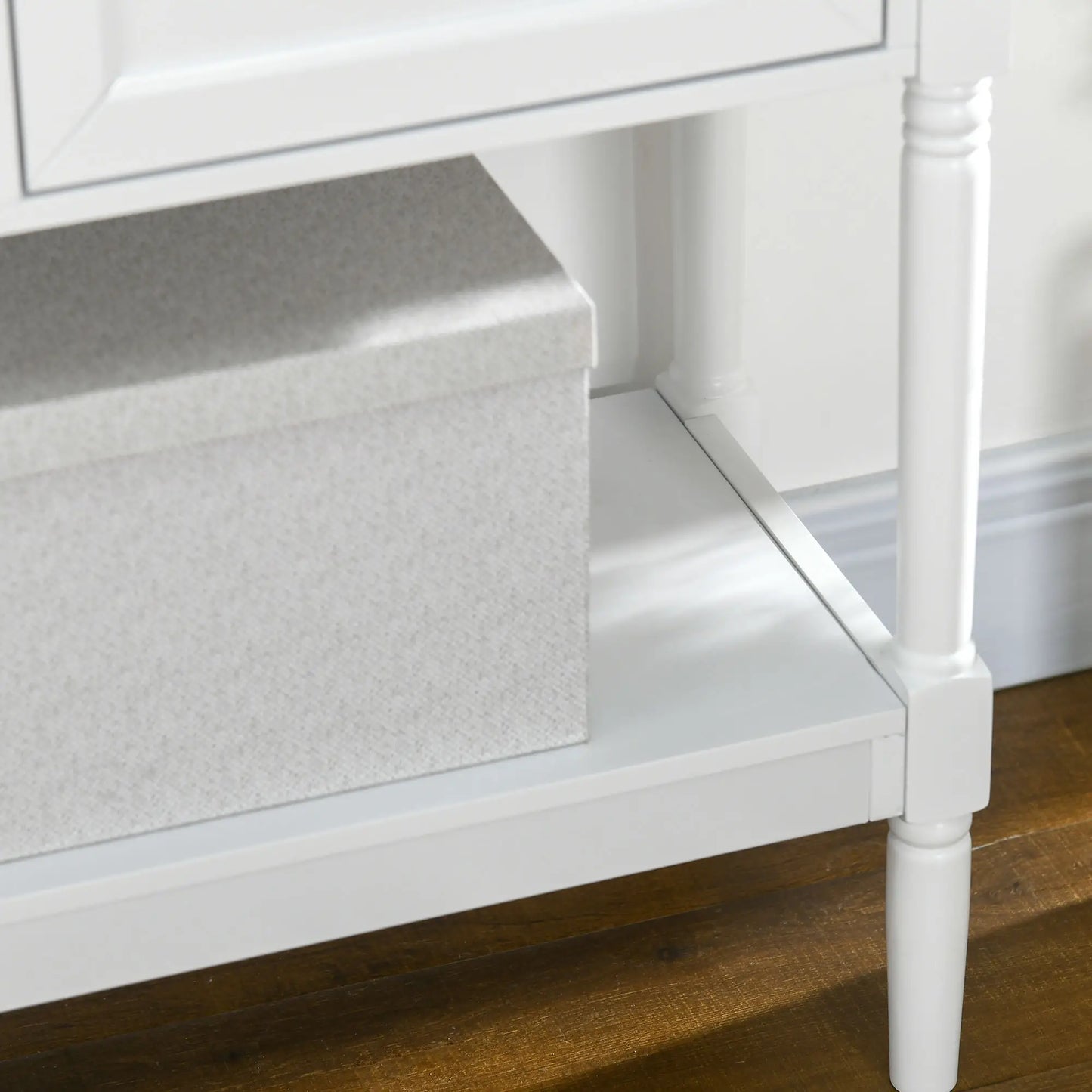 45" Vintage Console Table with Drawers and Cabinets, White