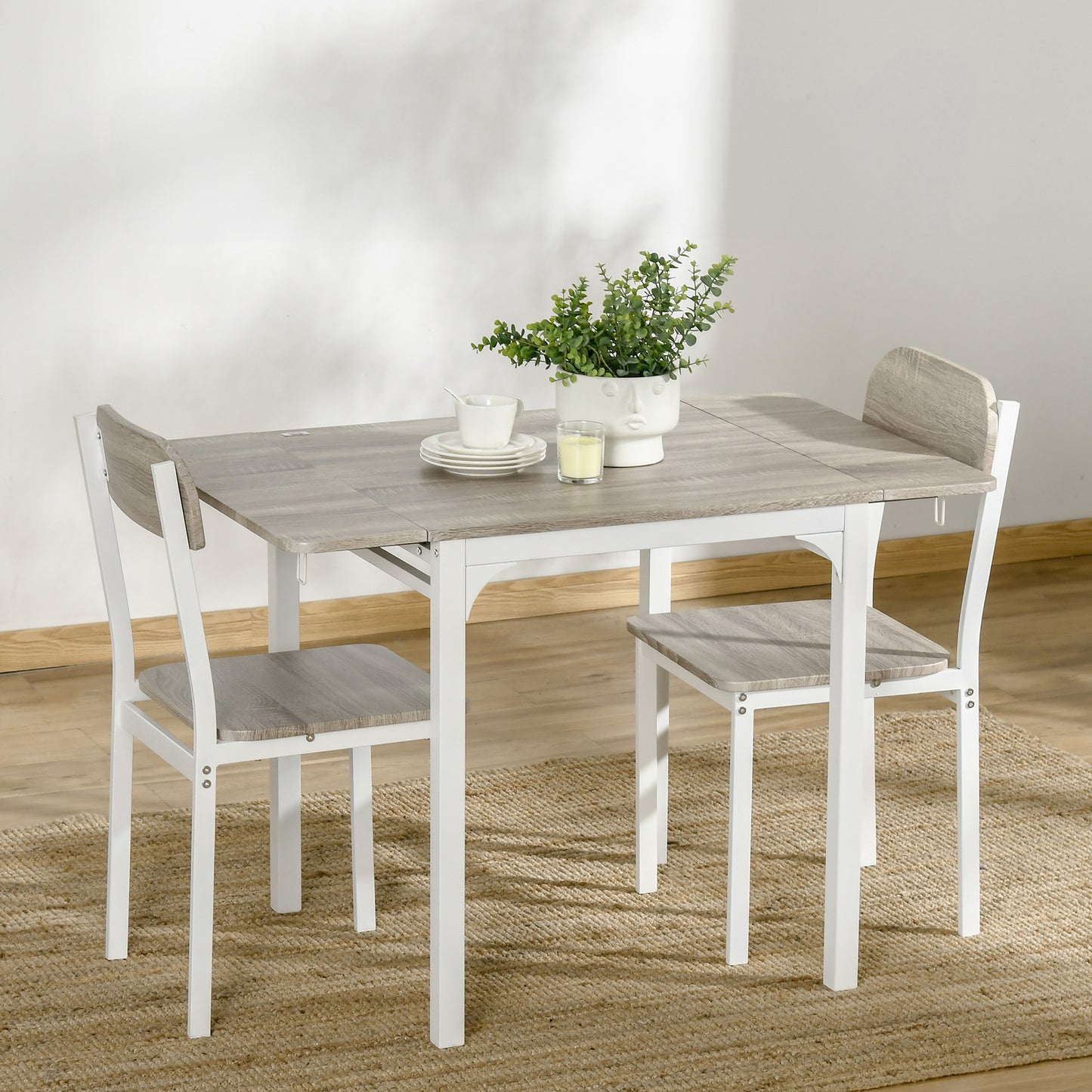 3-Piece Drop Leaf Dining Set with Table and 2 Chairs