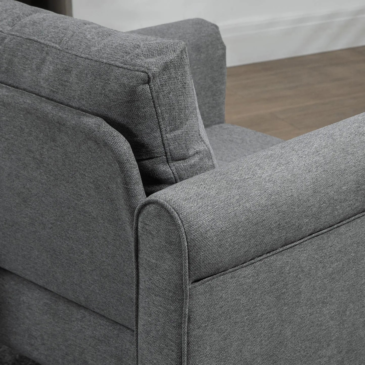Vintage Armchair, Upholstered Accent Chair with Rolled Arms, Light Gray
