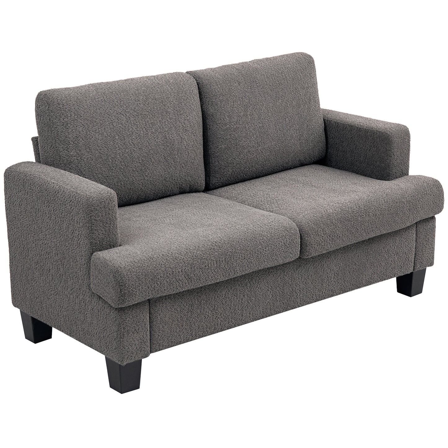 Chenille 2-Seater Loveseat with Tapered Legs - Dark Grey
