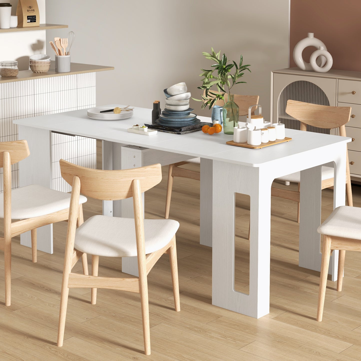 Extendable Dining Table for Small Spaces - White