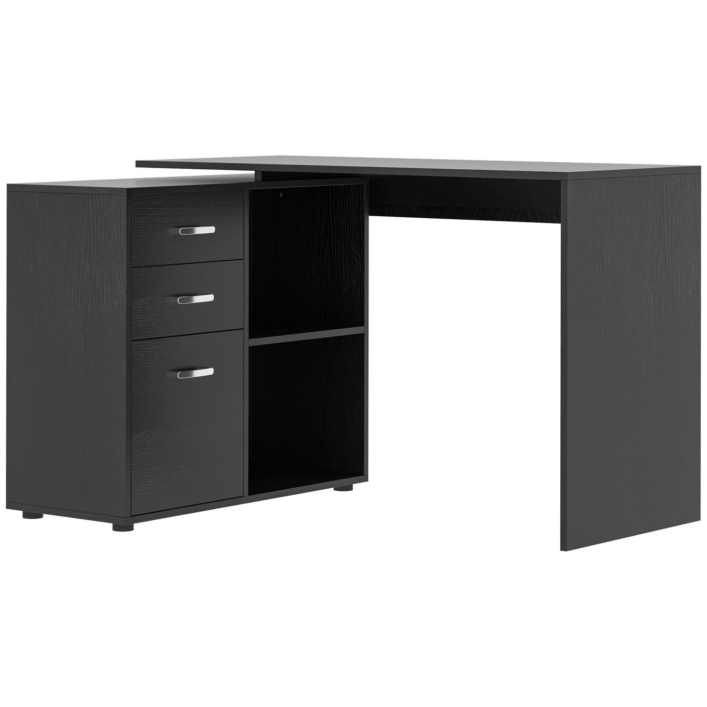Black L-Shaped Computer Desk with Storage for Home Office